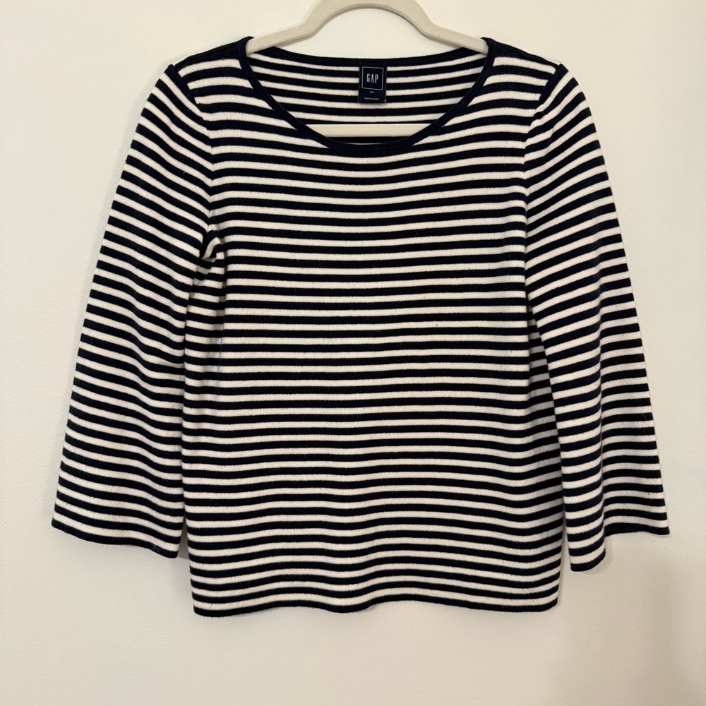 GAP Navy and White Striped Women's Top